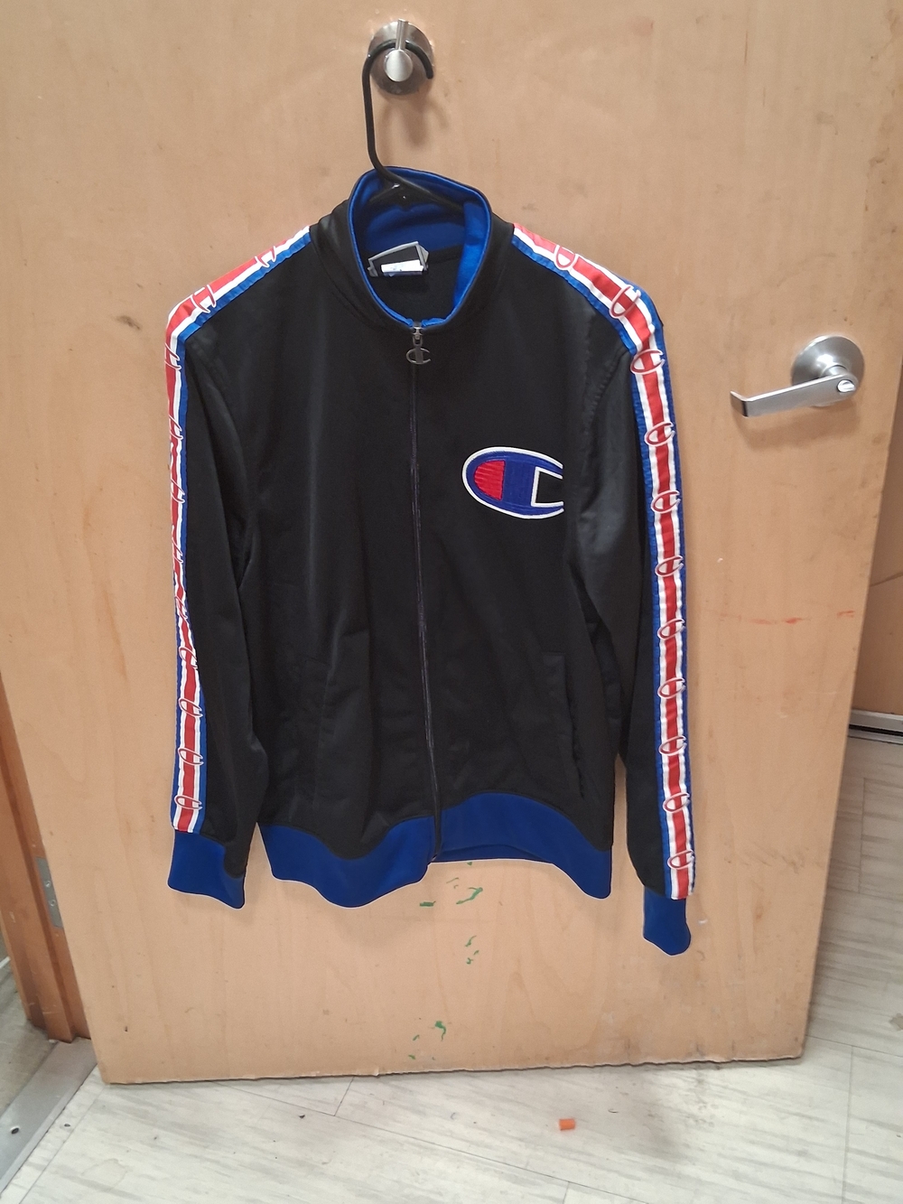 Champion Black Jacket with Blue and Red Trim